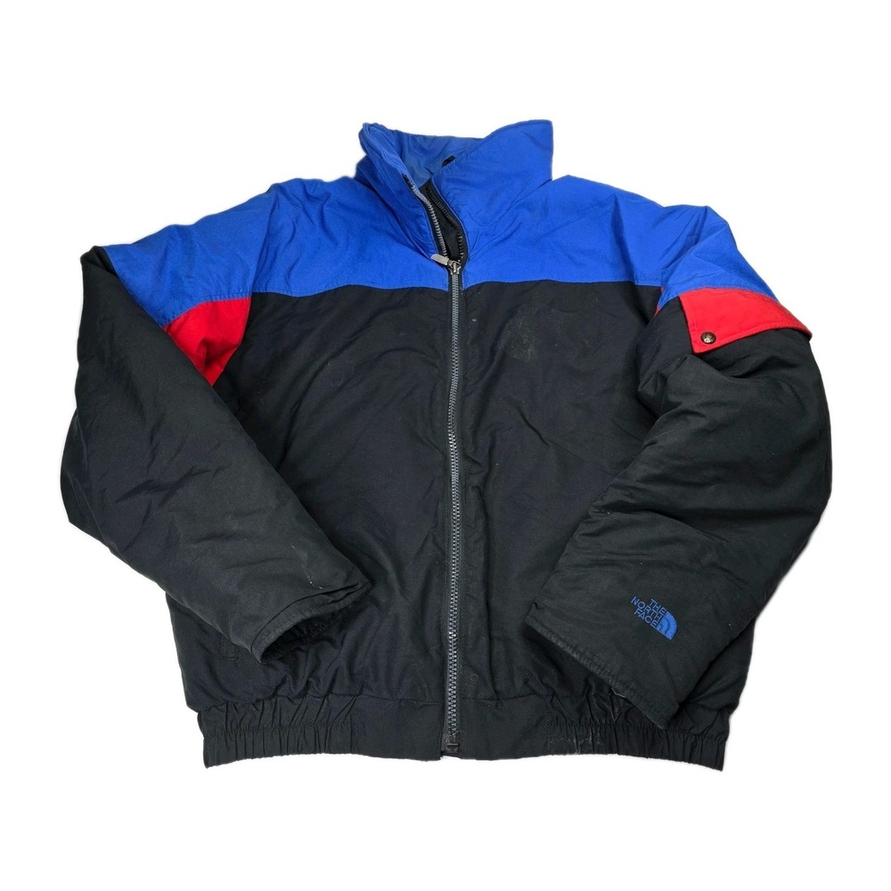 The North Face Colorblock Puffer Jacket Blue Red‎ Black Zip Up Insulated XL USA